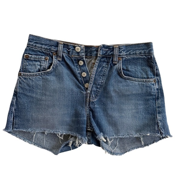 Vintage USA Levi’s 501 Distressed Button Fly Jean Shorts 27 - Picture 1 of 6